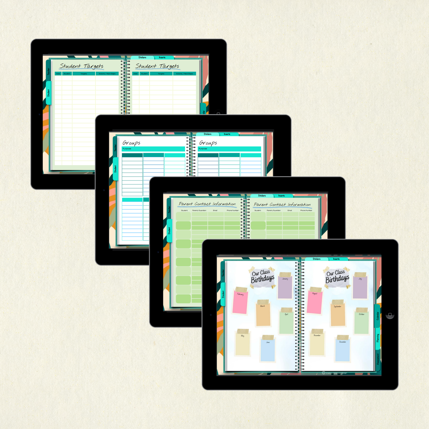 Interactive Digital Planner (Forest Green) | Undated, Reusable, Compatible with iPad & Tablets