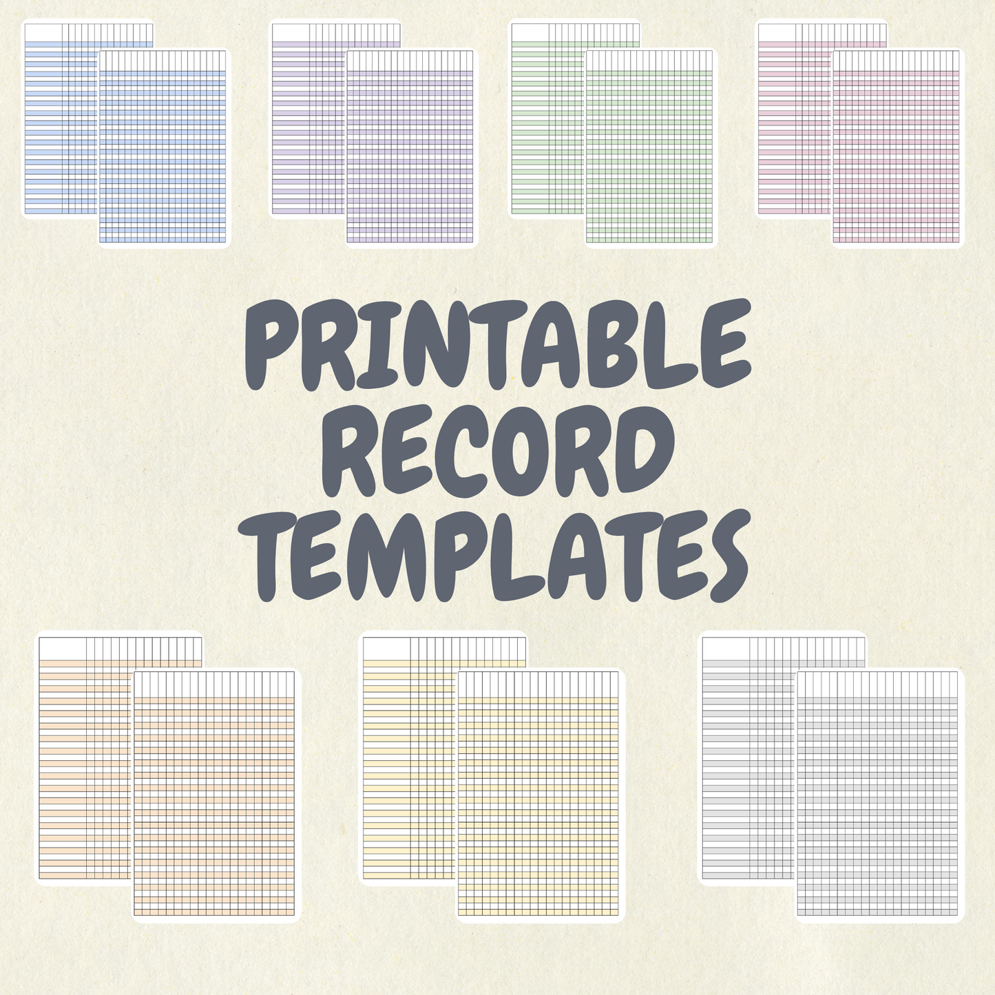 Printable Record Templates for Teachers | 7 Colours | Editable Digital Download