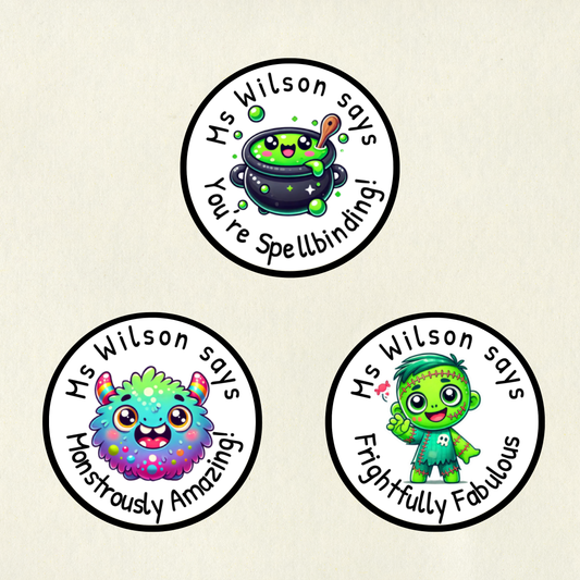 Personalised Halloween Reward Stickers (Set 3) | 6 Colours & 10 Scents | Smelly Stickers