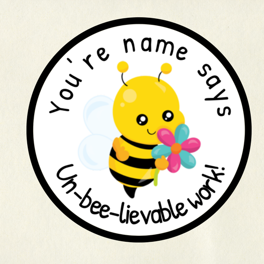 Personalised Bee Pun Reward Stickers | 6 Colours & 10 Scents | Smelly Stickers