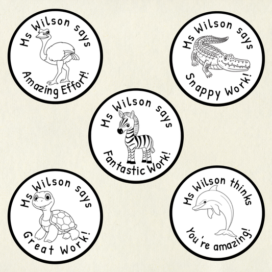 Personalised Colour Me In Animal Reward Stickers (Set 2) | Black and White | 10 Scents | Smelly Stickers