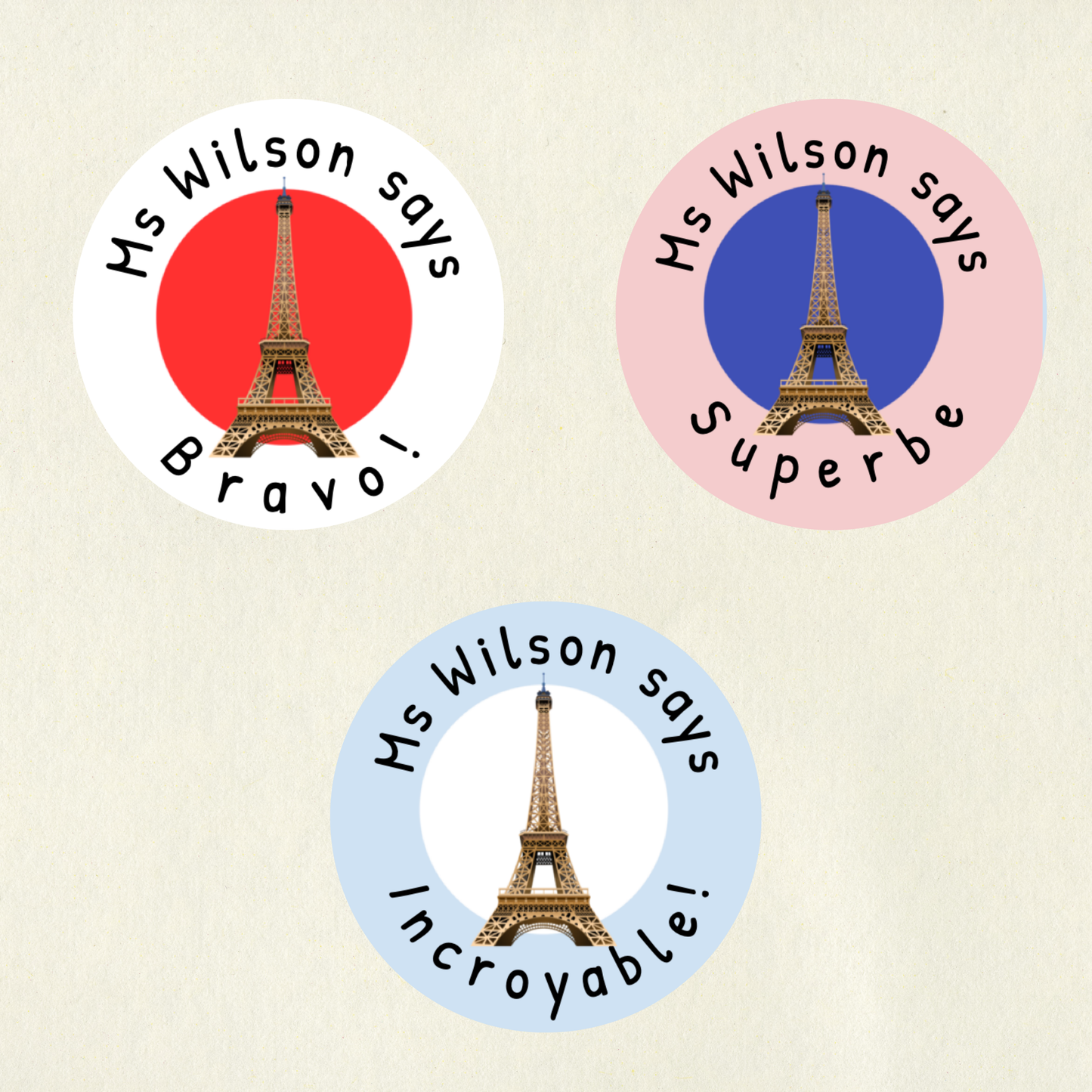 Personalised French Language Reward Stickers (Set 4) | 6 Colours & 10 Scents | Smelly Stickers