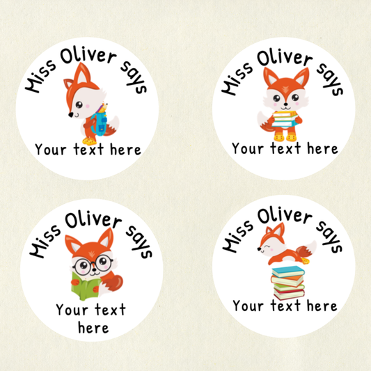 Personalised Marking Fox Stickers | 6 Colours & 10 Scents | Smelly Stickers