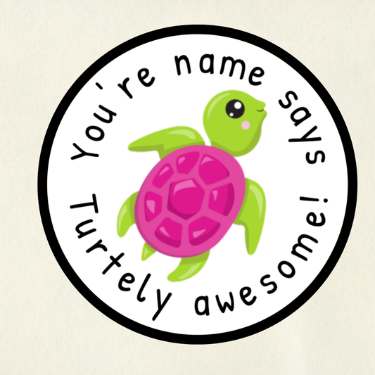 Personalised Turtle Pun Reward Stickers | 6 Colours & 10 Scents | Smelly Stickers