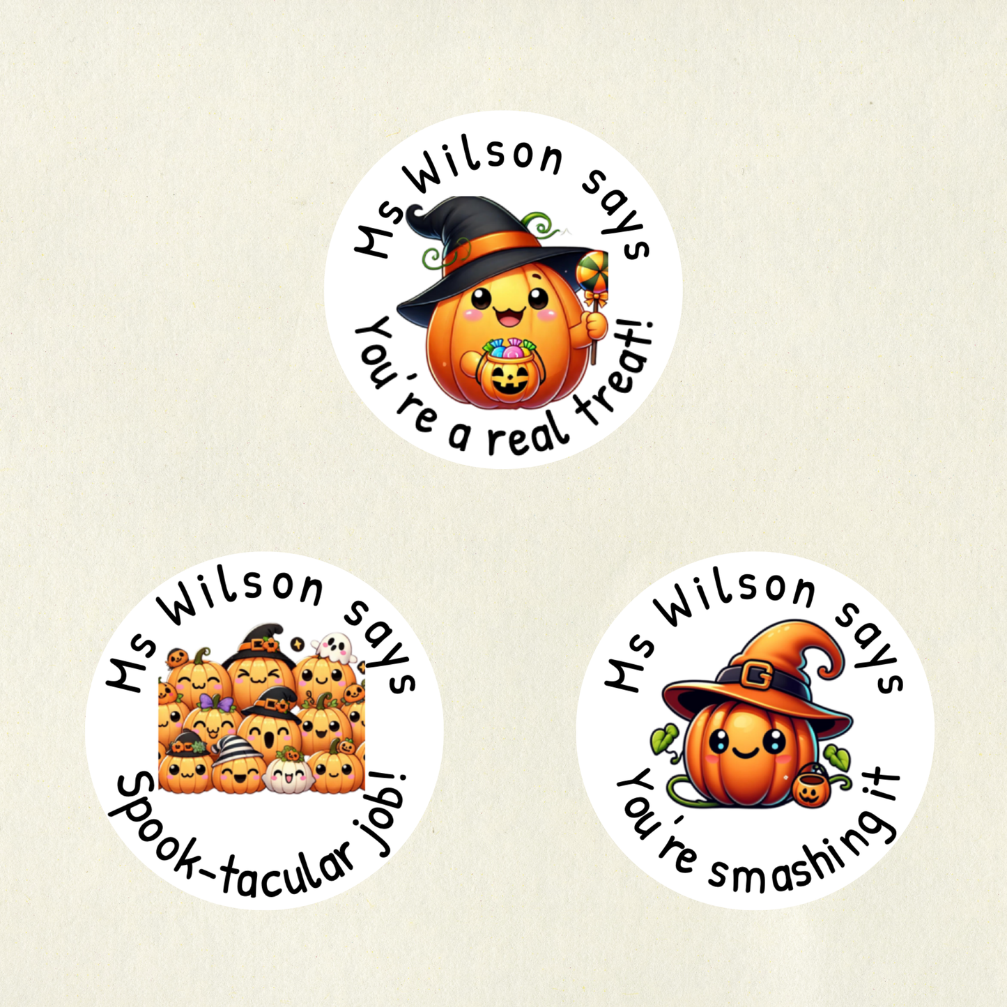 Personalised Halloween Pumpkin Reward Stickers (Set 1) | 6 Colours & 10 Scents | Smelly Stickers