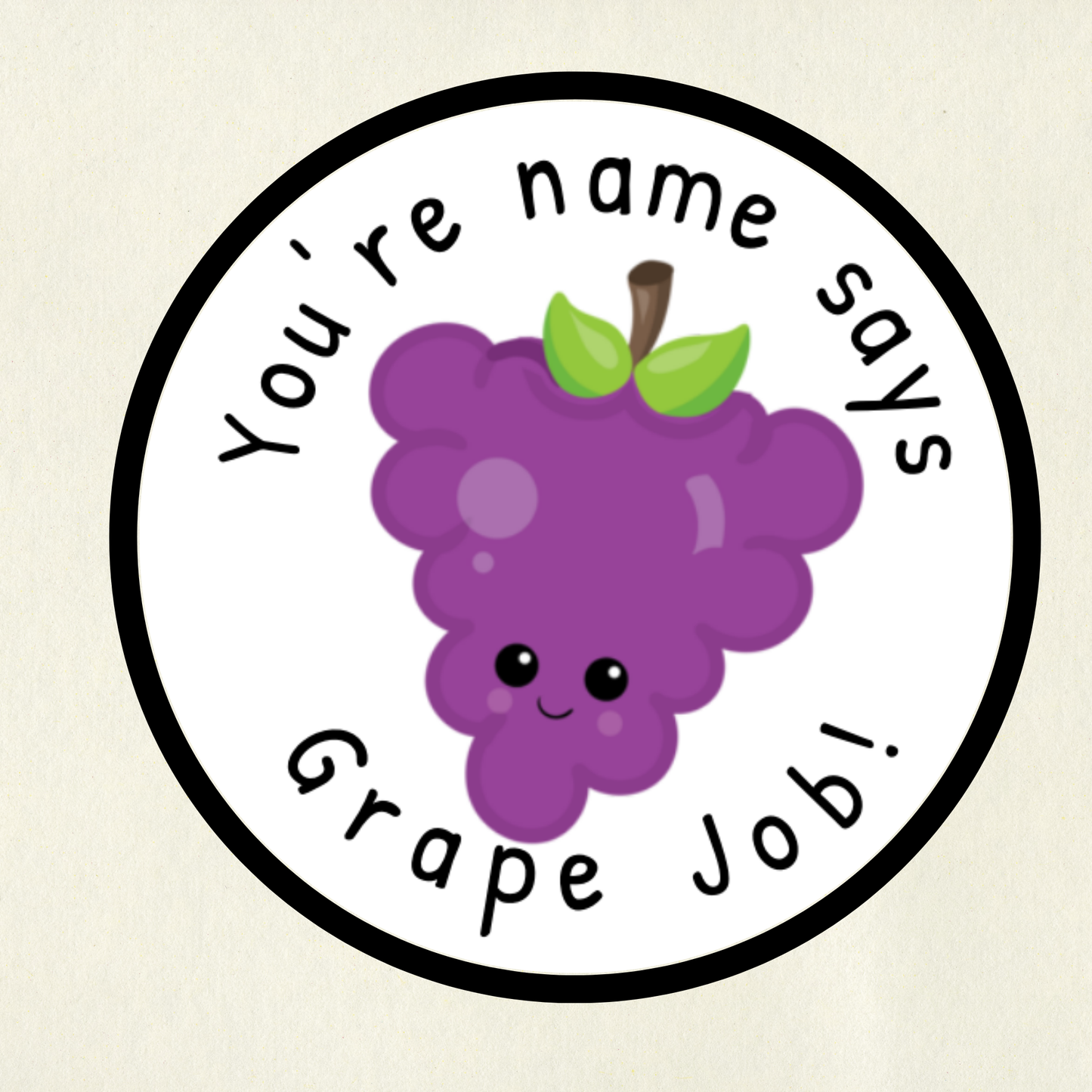 Personalised Grape Pun Reward Stickers | 6 Colours & 10 Scents | Smelly Stickers