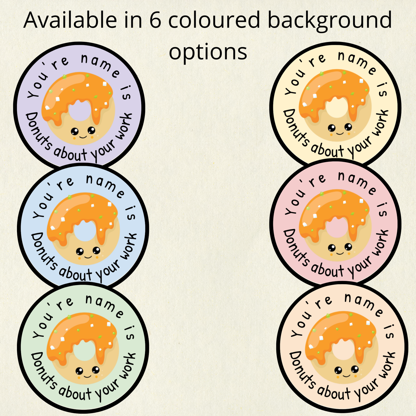 Personalised Donut Pun Reward Stickers | 6 Colours & 10 Scents | Smelly Stickers