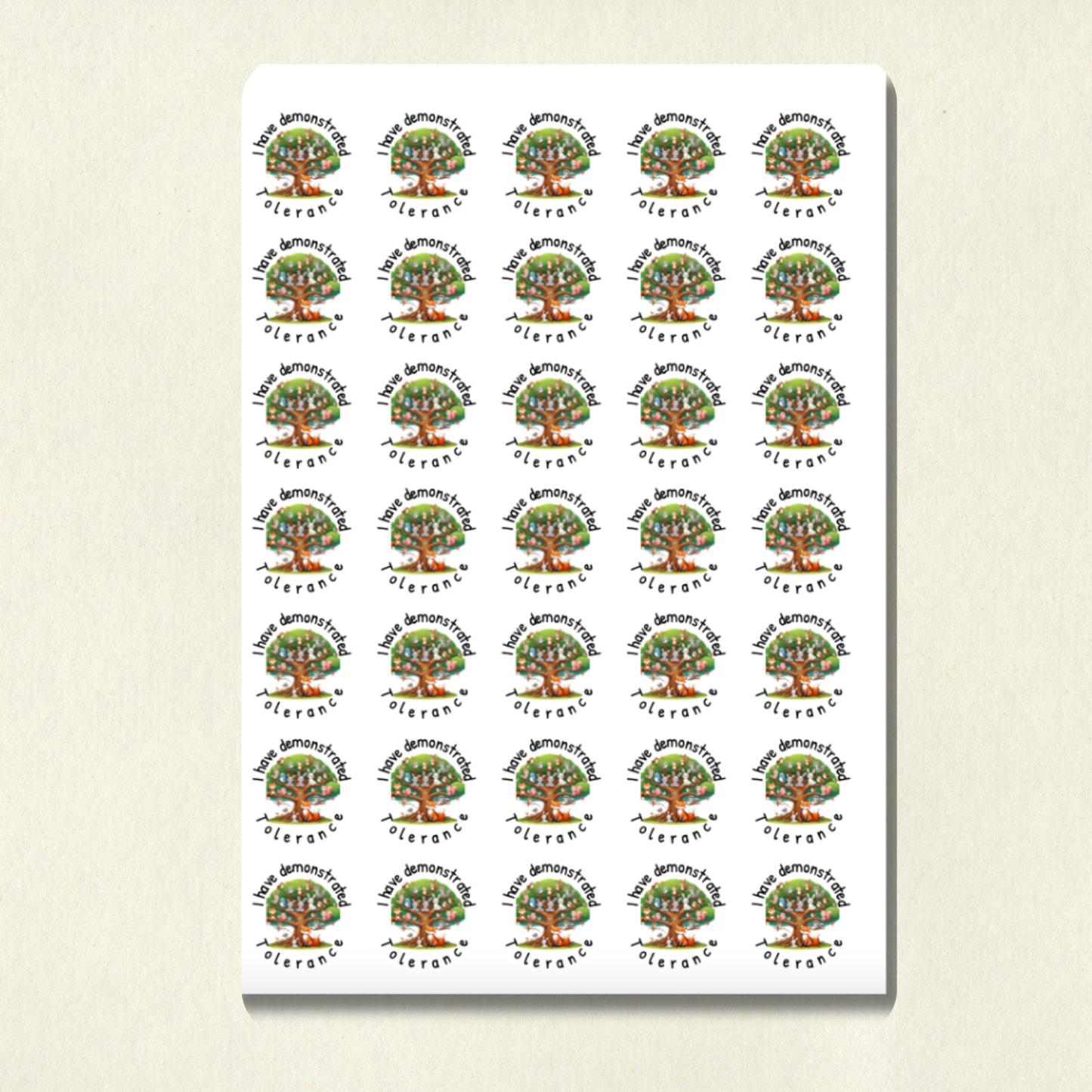 Tolerance Core Value Sticker - Reward Tolerance | Motivational Stickers for Teachers | 35 Stickers Per Sheet