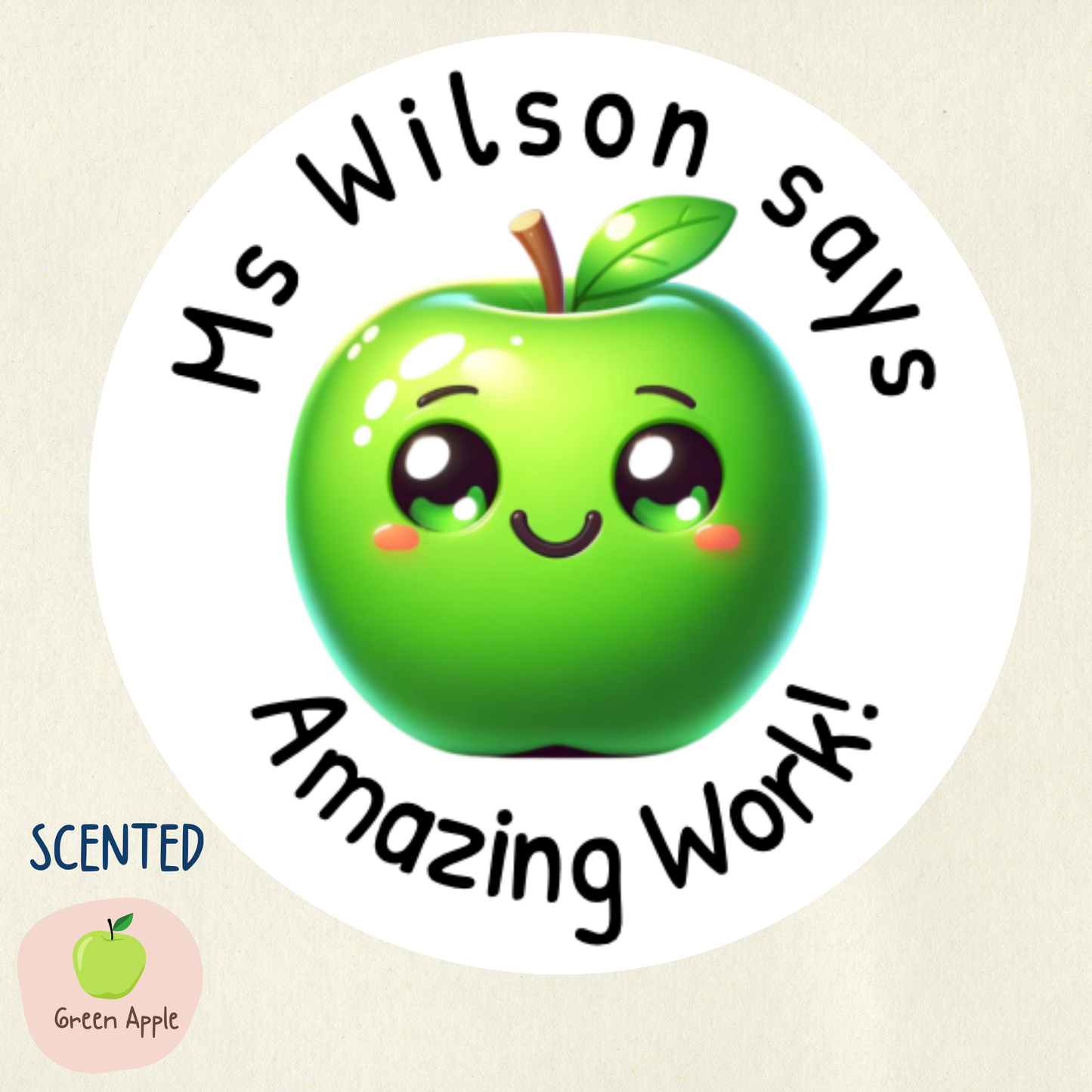 Personalised Green Apple Scented Reward Stickers | 6 Colours | Smelly Stickers