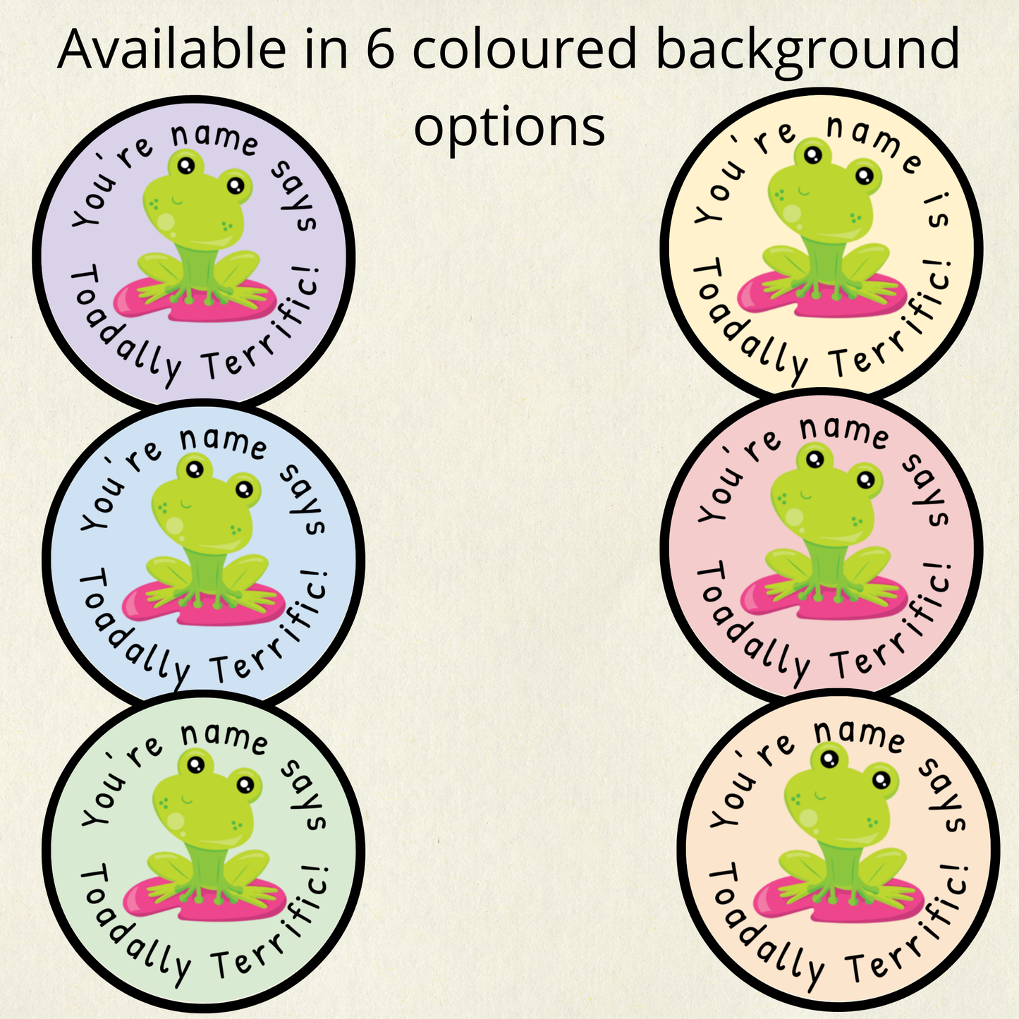 Personalised Toad/Frog Pun Reward Stickers | 6 Colours & 10 Scents | Smelly Stickers