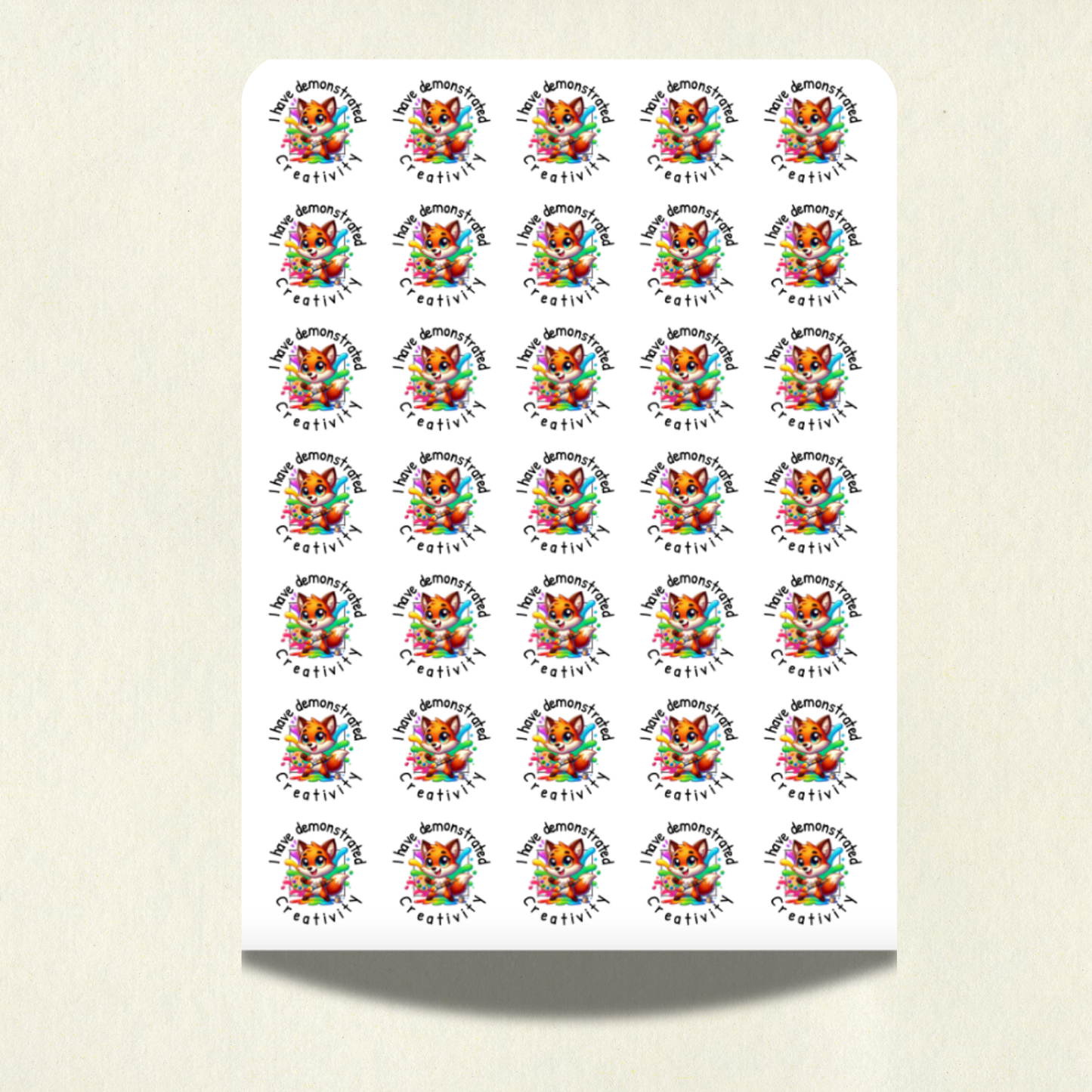 Creativity Core Value Sticker - Reward Creativity | Motivational Stickers for Teachers | 35 Stickers Per Sheet