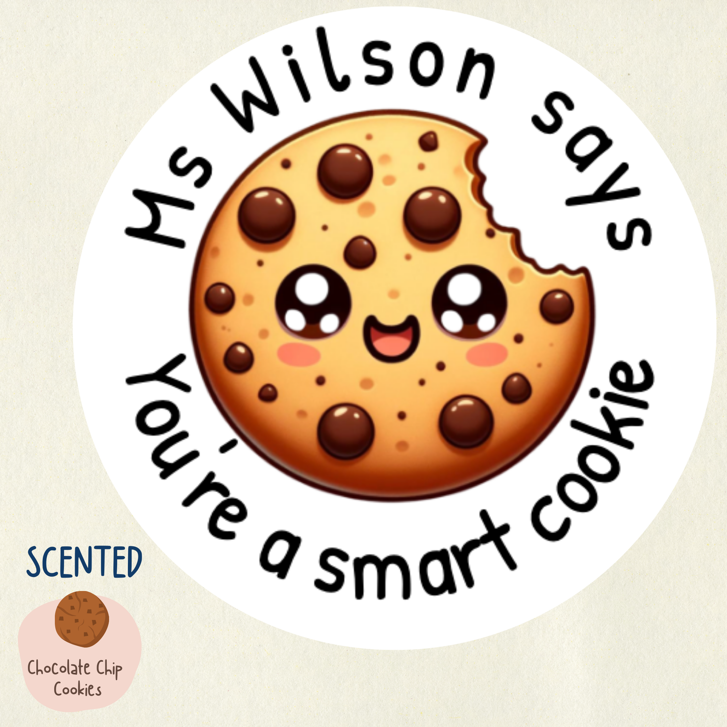 Personalised Chocolate Chip Cookie Scented Reward Stickers | 6 Colours | Smelly Stickers