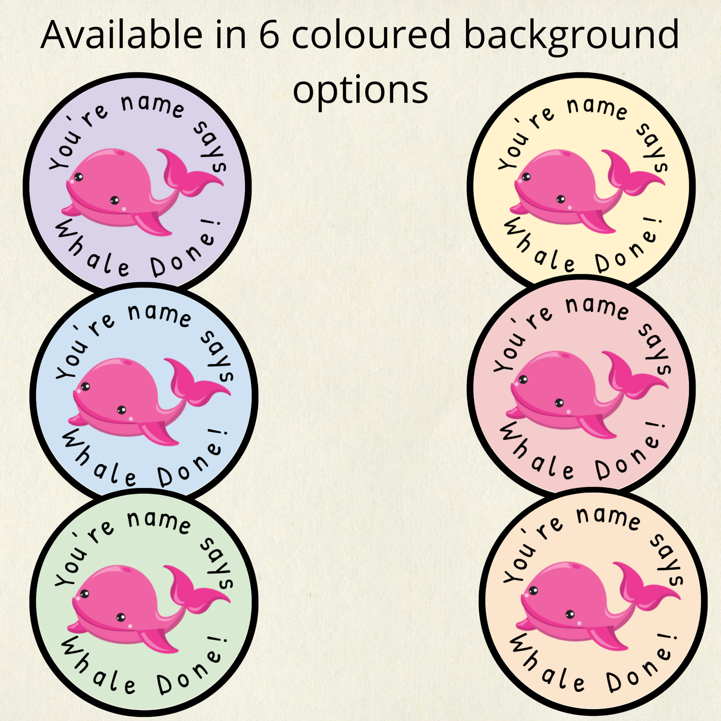 Personalised Whale Pun Reward Stickers | 6 Colours & 10 Scents | Smelly Stickers