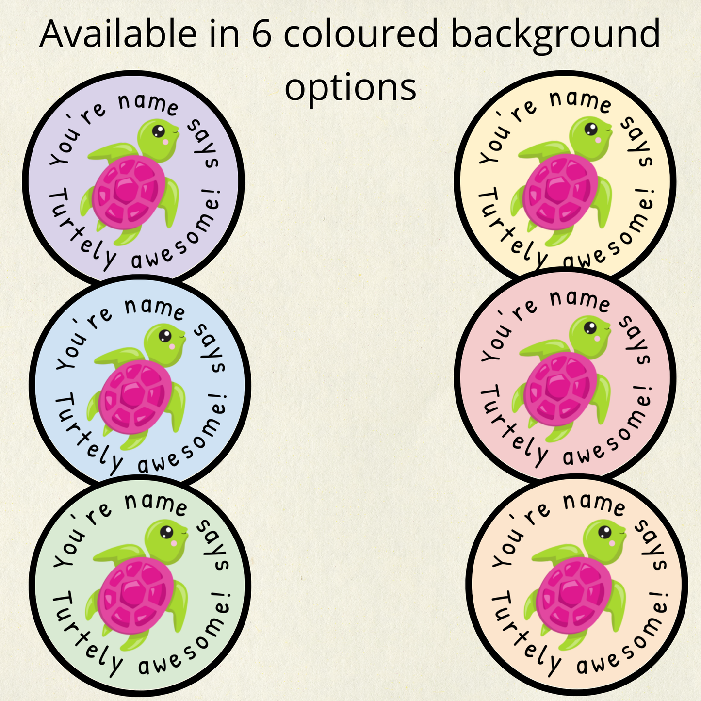 Personalised Turtle Pun Reward Stickers | 6 Colours & 10 Scents | Smelly Stickers