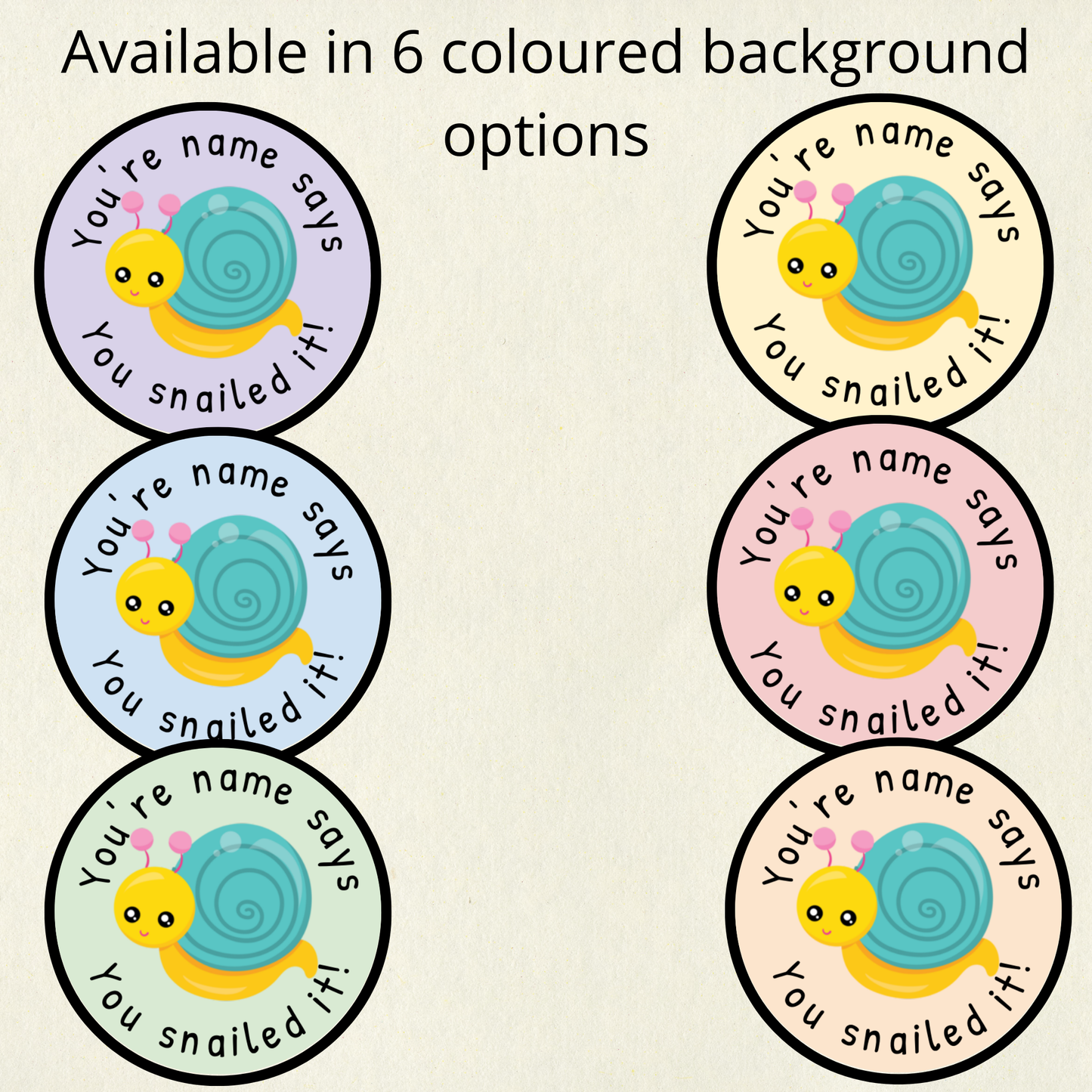 Personalised Snail Pun Reward Stickers | 6 Colours & 10 Scents | Smelly Stickers