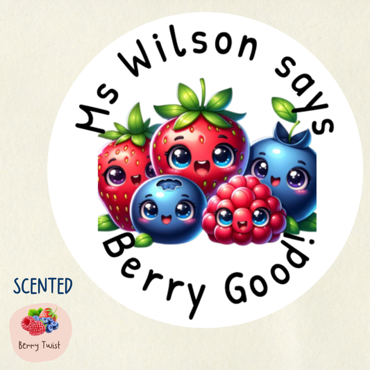 Personalised Berry Scented Reward Stickers | 6 Colours | Smelly Stickers