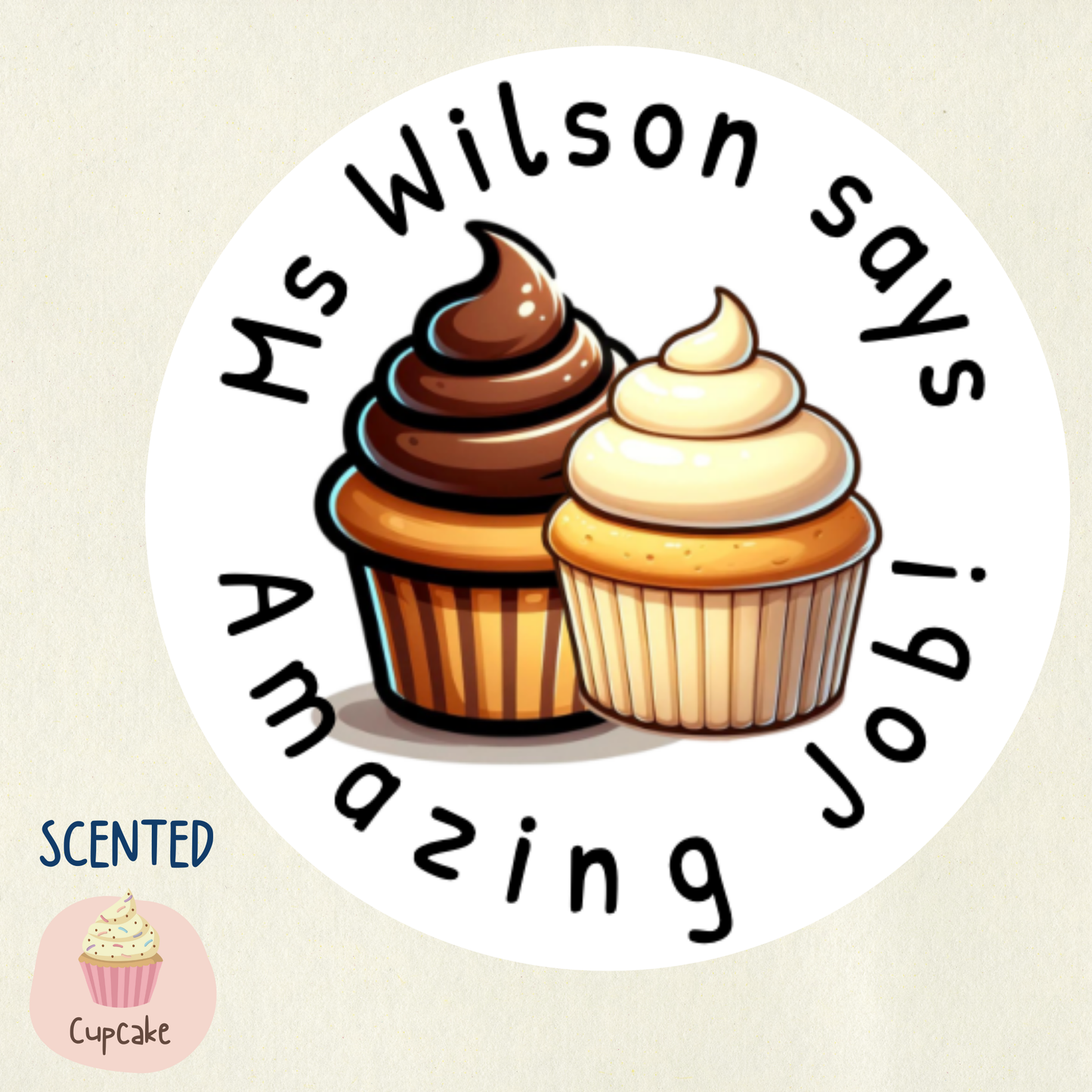 Personalised Cupcake Scented Reward Stickers | 6 Colours | Smelly Stickers