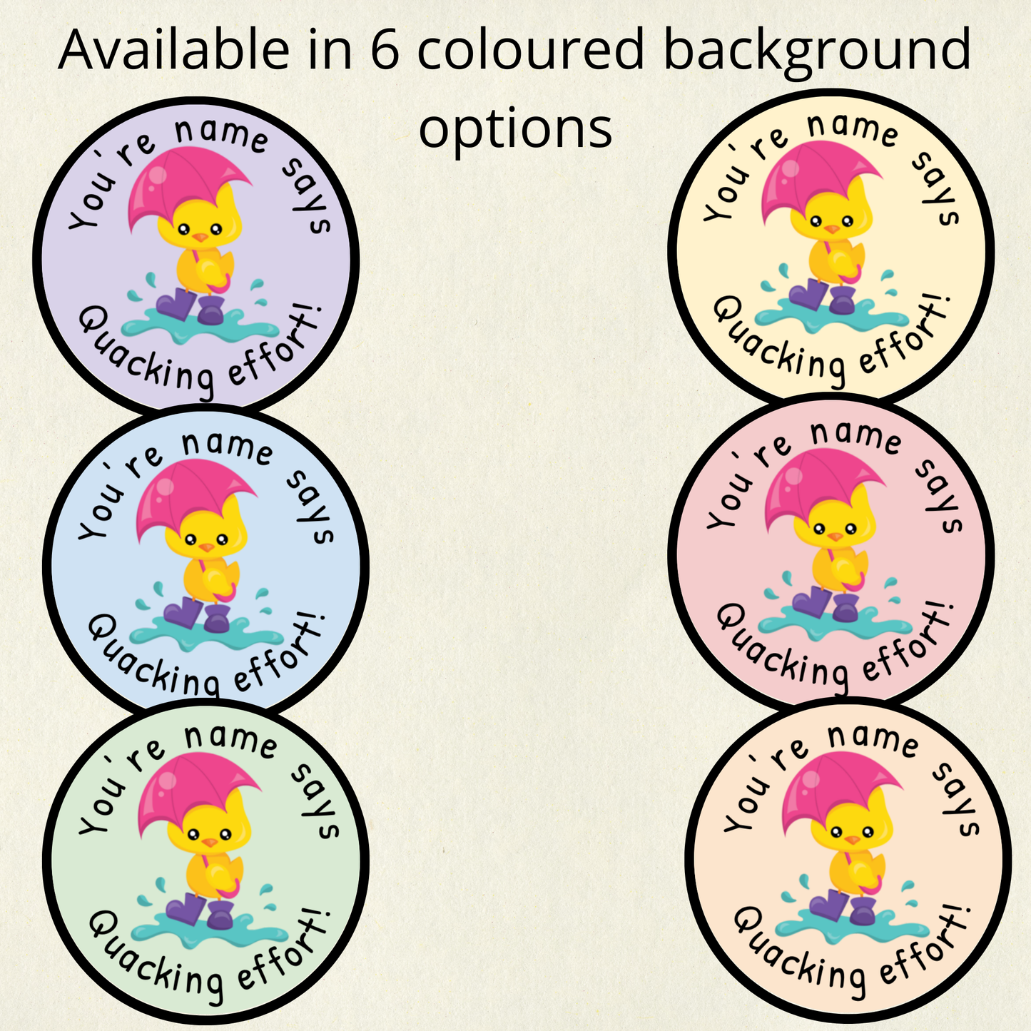 Personalised Duck Pun Reward Stickers | 6 Colours & 10 Scents | Smelly Stickers