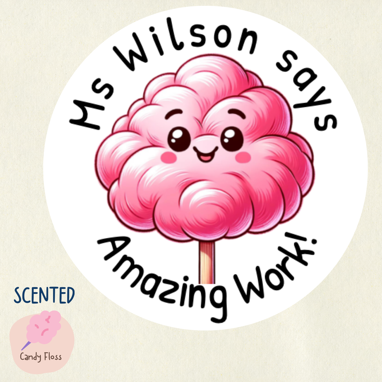 Personalised Candy Floss Scented Reward Stickers | 6 Colours | Smelly Stickers