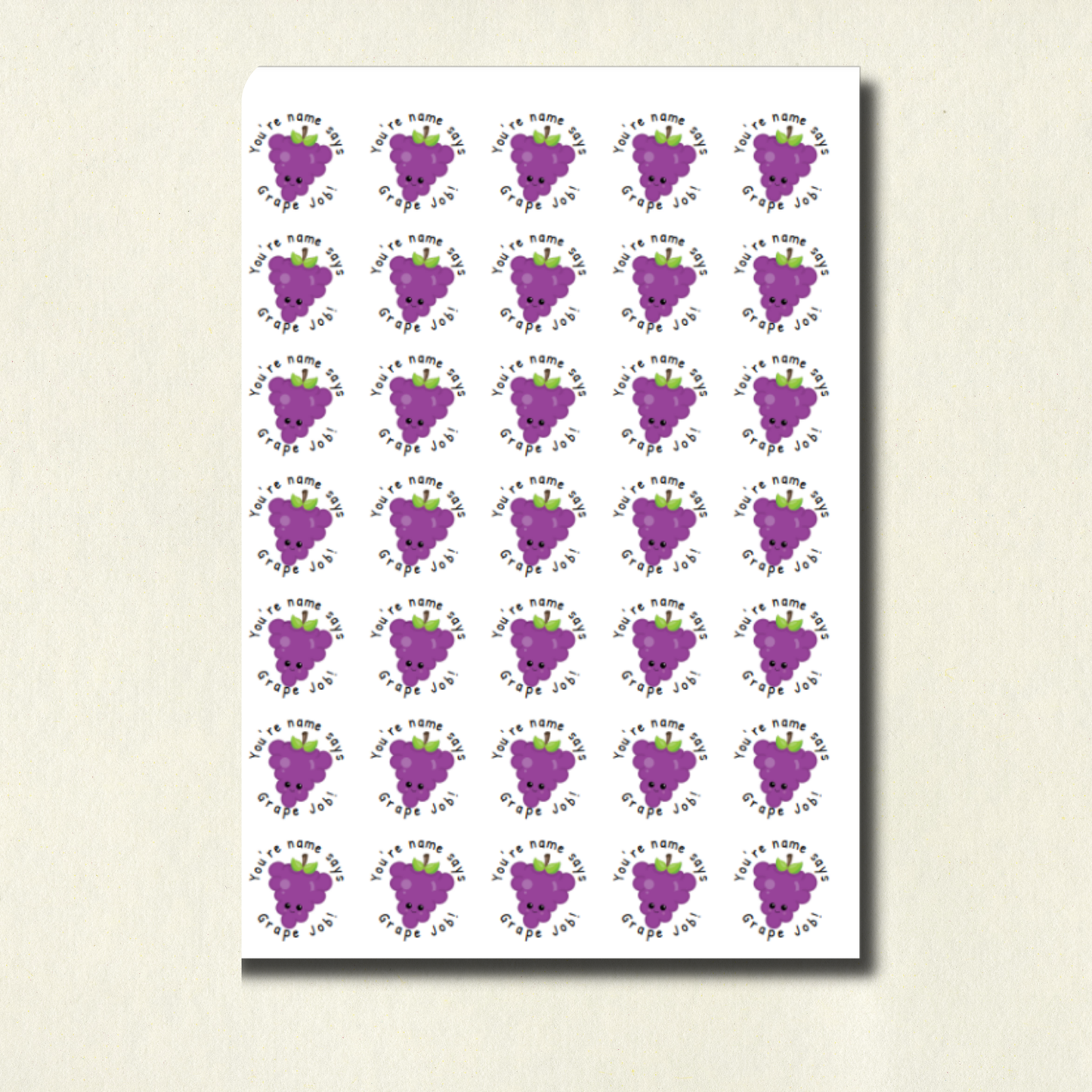 Personalised Grape Pun Reward Stickers | 6 Colours & 10 Scents | Smelly Stickers