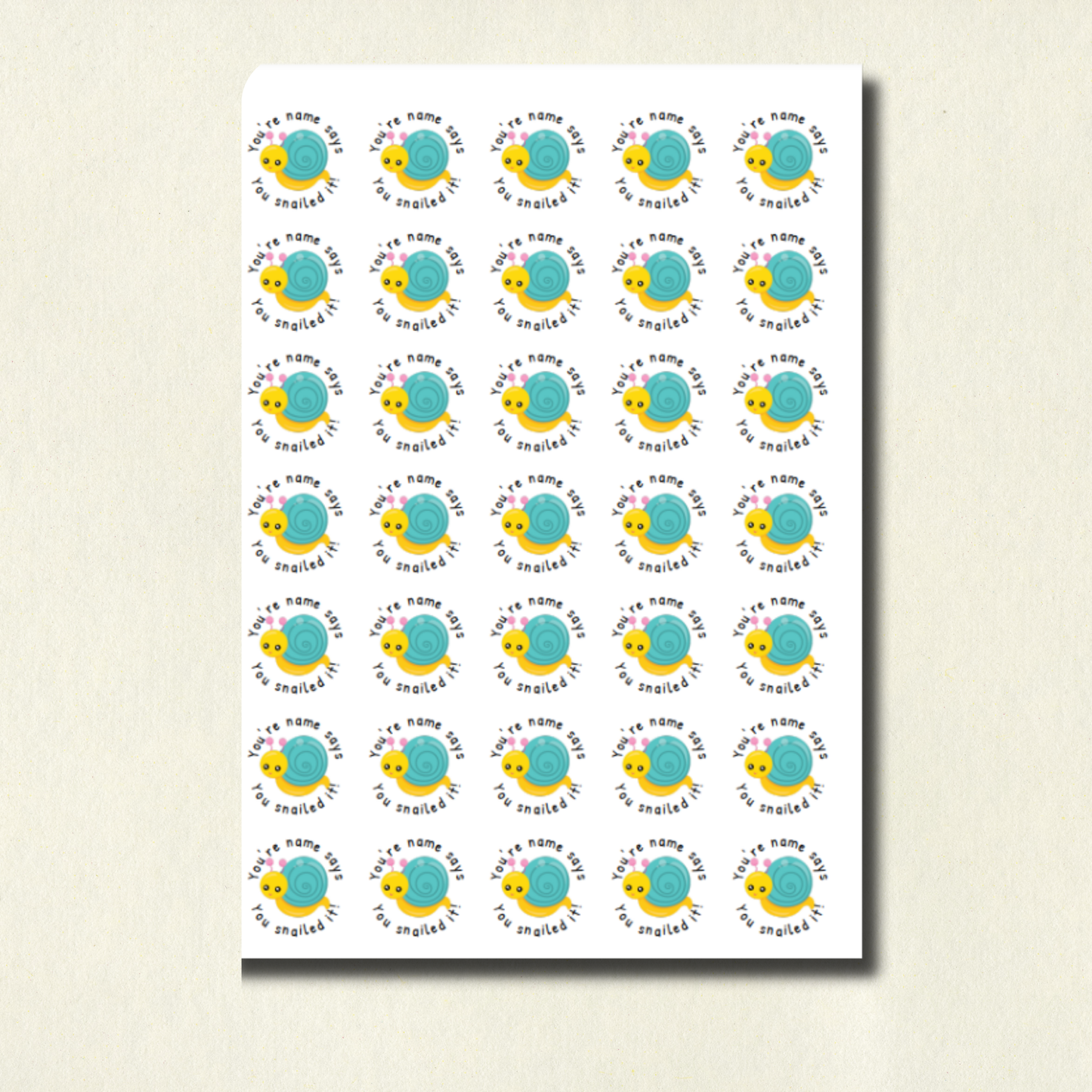 Personalised Snail Pun Reward Stickers | 6 Colours & 10 Scents | Smelly Stickers