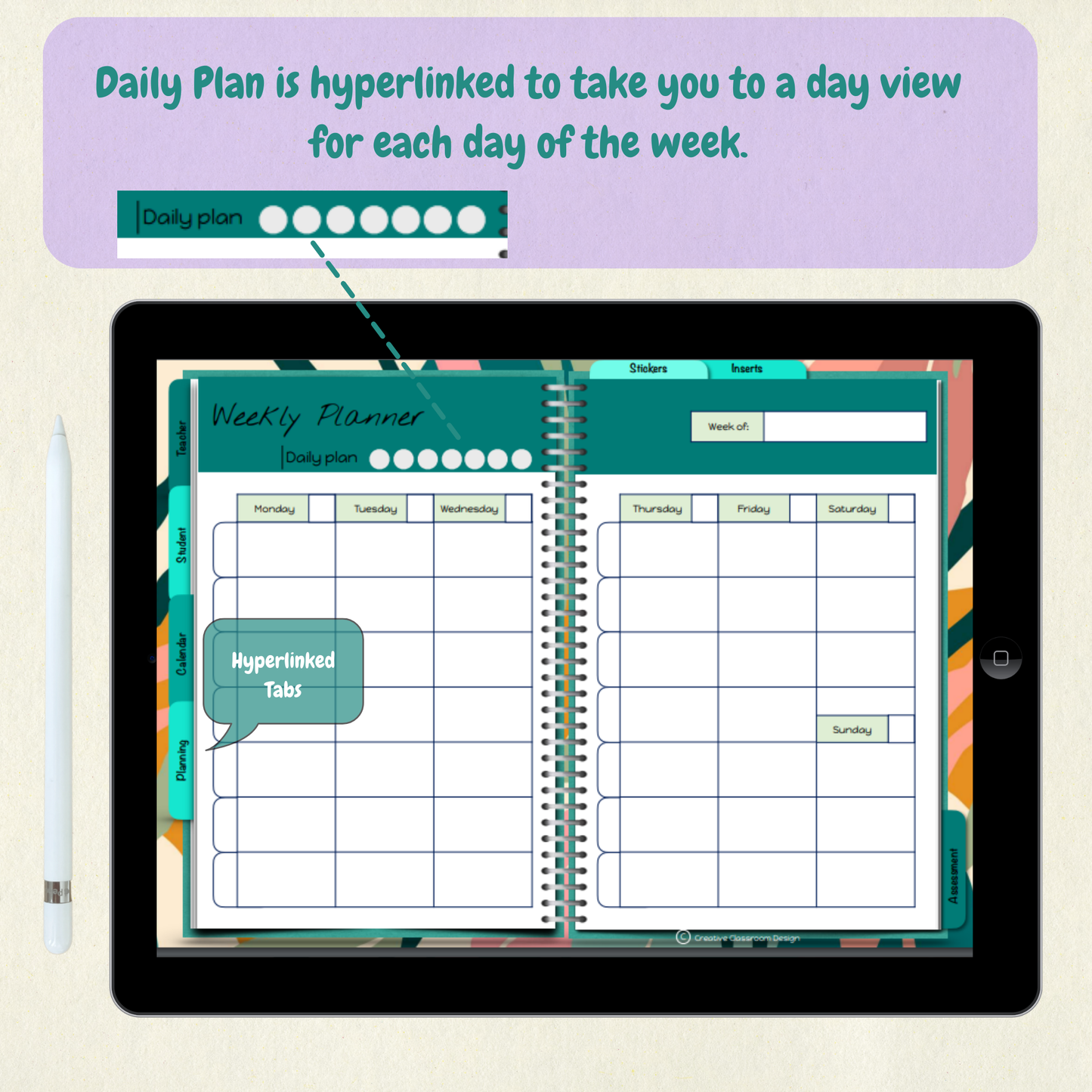 Interactive Digital Planner (Forest Green) | Undated, Reusable, Compatible with iPad & Tablets