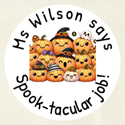 Personalised Halloween Pumpkin Reward Stickers (Set 1) | 6 Colours & 10 Scents | Smelly Stickers