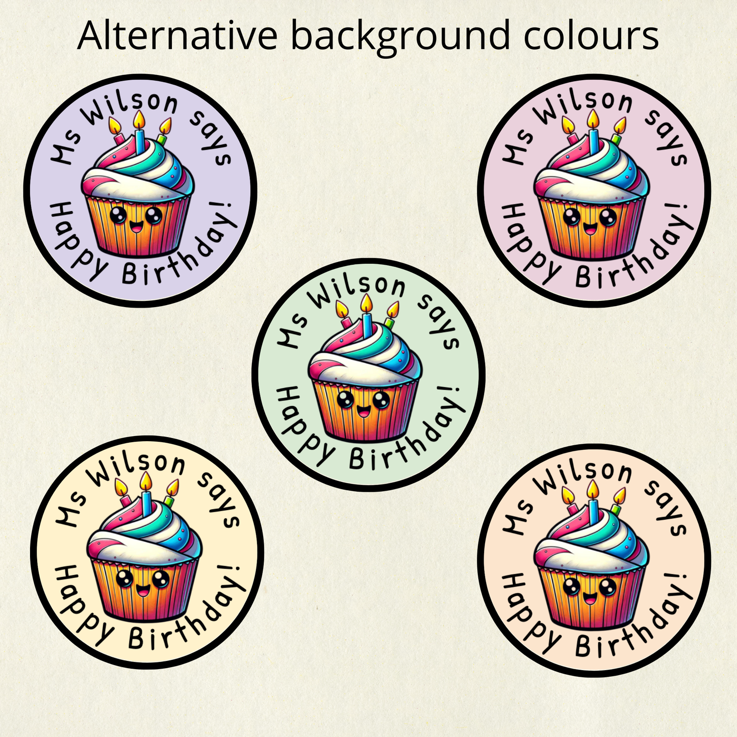 Personalised Happy Birthday Cupcake Scented Reward Stickers | 6 Colours | Smelly Stickers