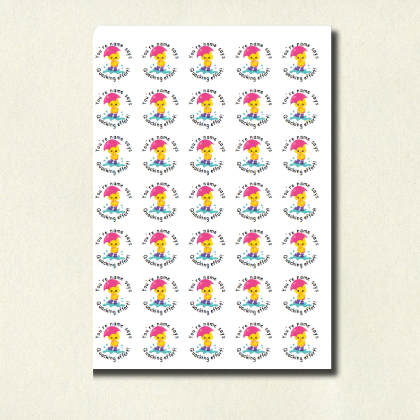 Personalised Duck Pun Reward Stickers | 6 Colours & 10 Scents | Smelly Stickers