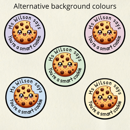 Personalised Chocolate Chip Cookie Scented Reward Stickers | 6 Colours | Smelly Stickers