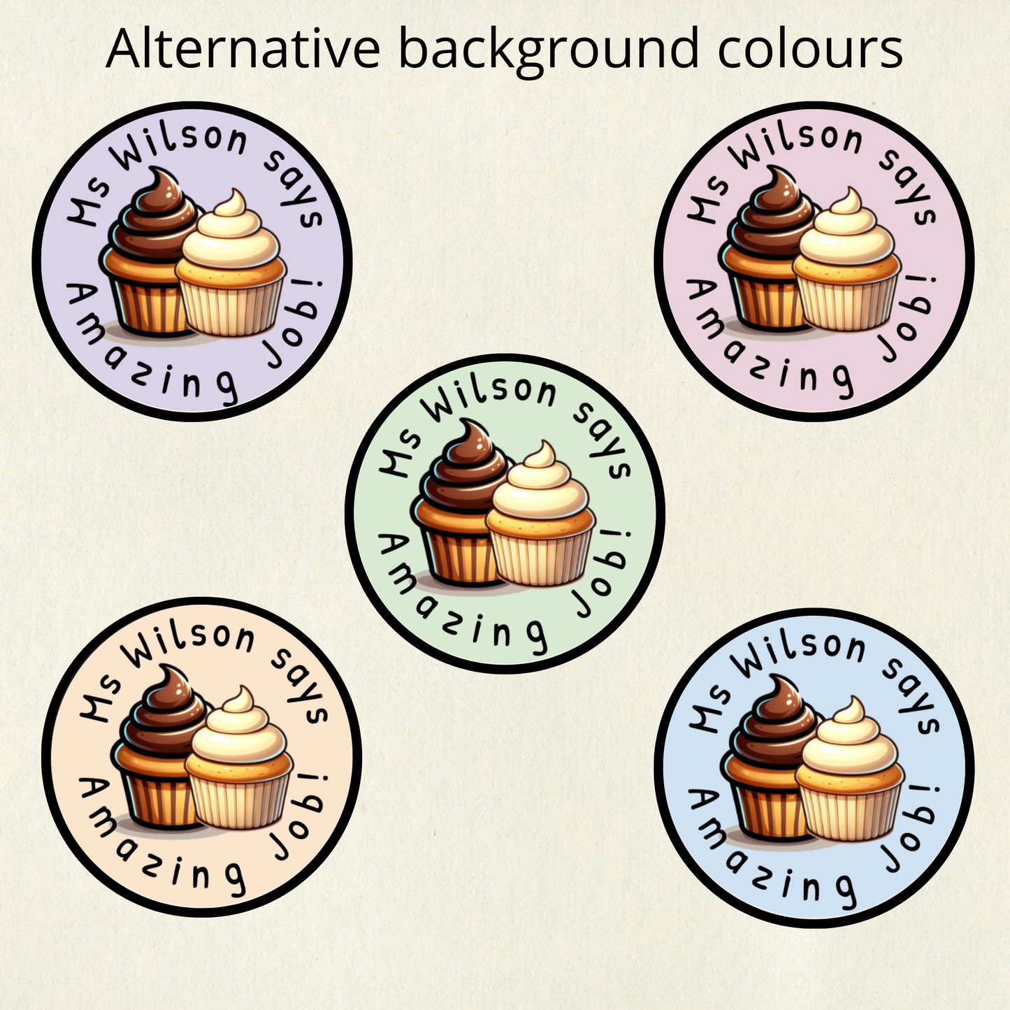 Personalised Cupcake Scented Reward Stickers | 6 Colours | Smelly Stickers