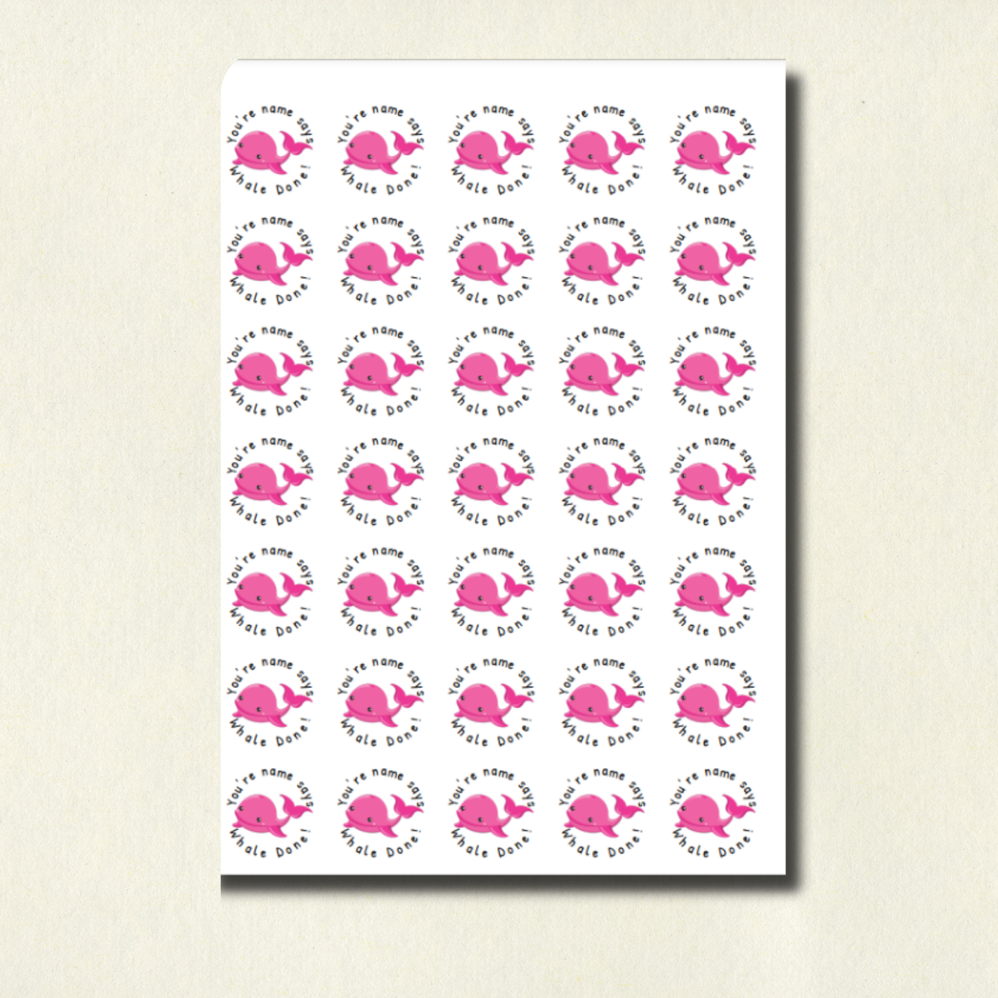 Personalised Whale Pun Reward Stickers | 6 Colours & 10 Scents | Smelly Stickers