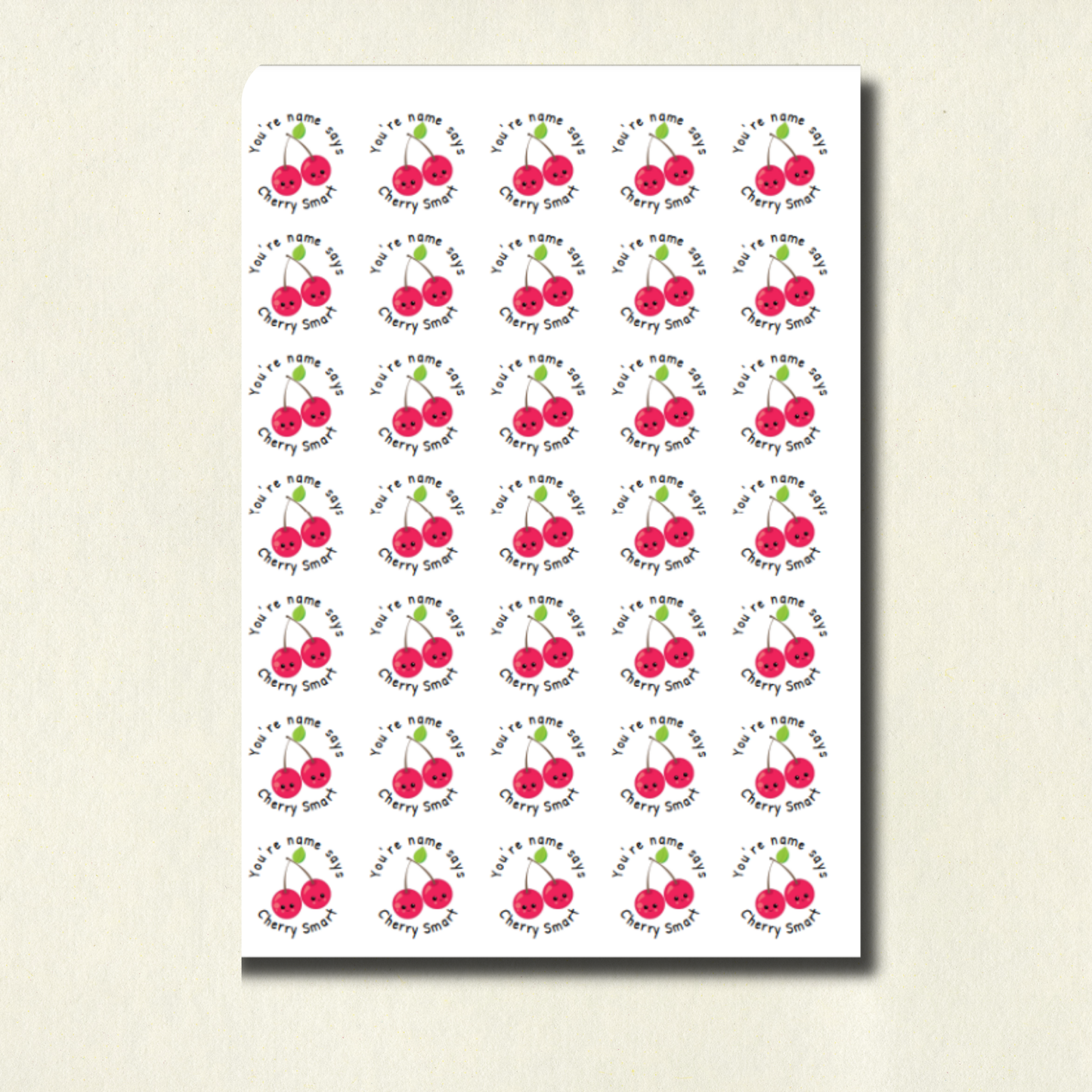 Personalised Cherry Pun Reward Stickers | 6 Colours & 10 Scents | Smelly Stickers