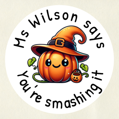 Personalised Halloween Pumpkin Reward Stickers (Set 1) | 6 Colours & 10 Scents | Smelly Stickers