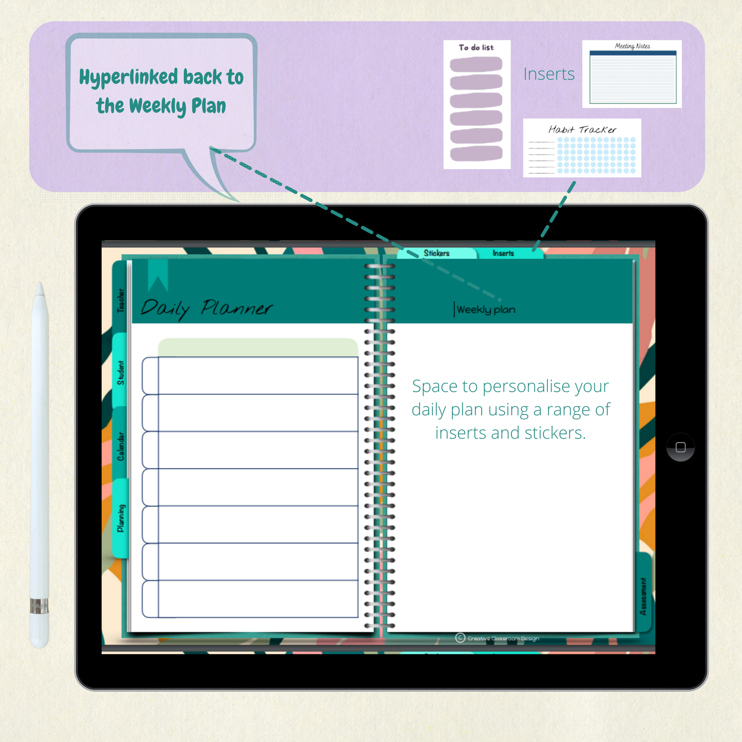 Interactive Digital Planner (Forest Green) | Undated, Reusable, Compatible with iPad & Tablets