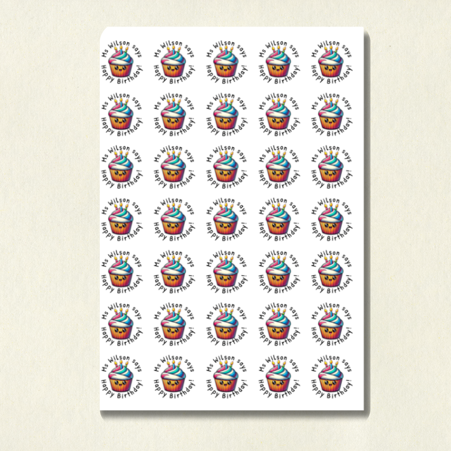 Personalised Happy Birthday Cupcake Scented Reward Stickers | 6 Colours | Smelly Stickers