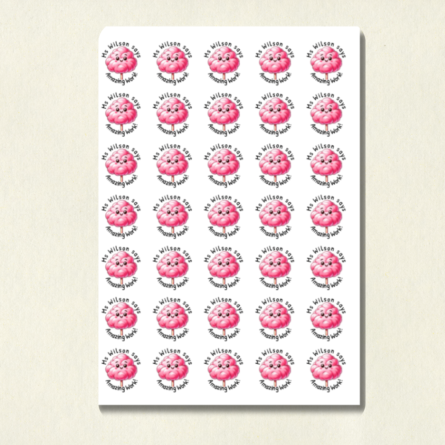 Personalised Candy Floss Scented Reward Stickers | 6 Colours | Smelly Stickers