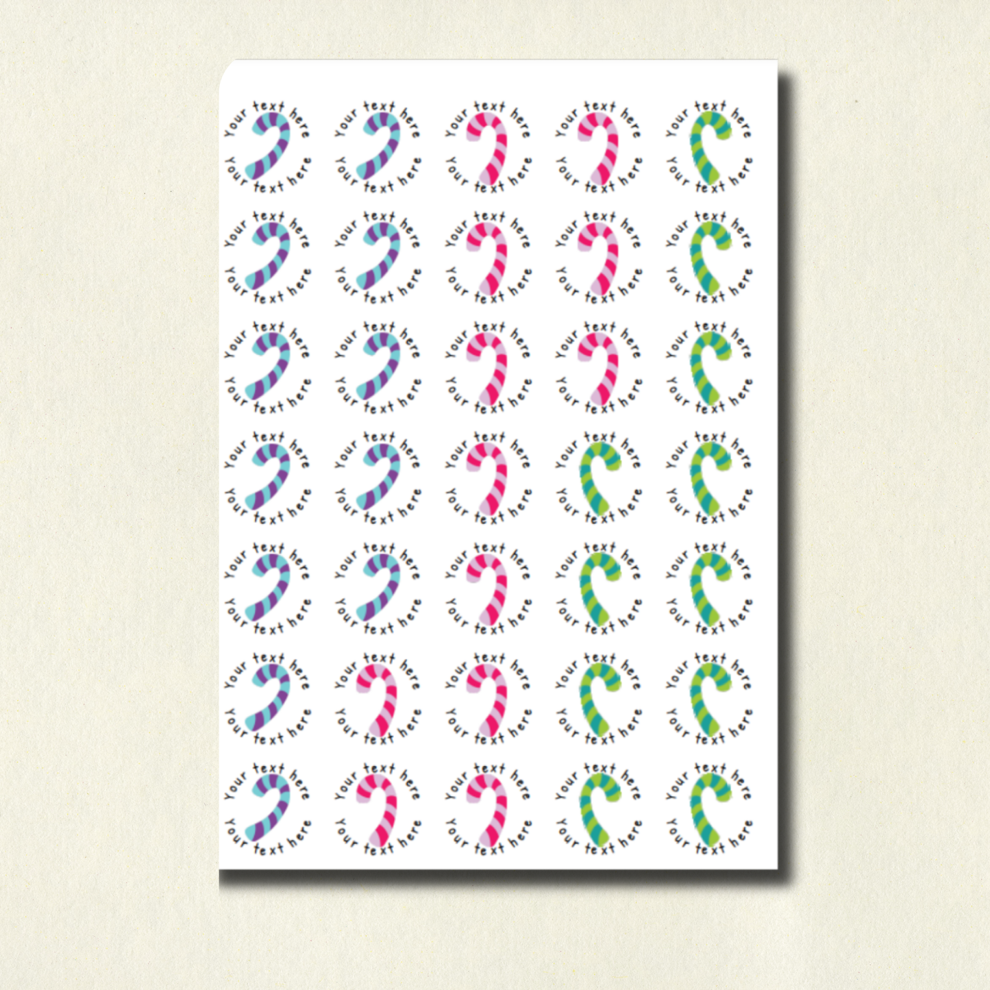 Personalised Candy Cane Reward Stickers | 6 Colours & 10 Scents | Smelly Stickers