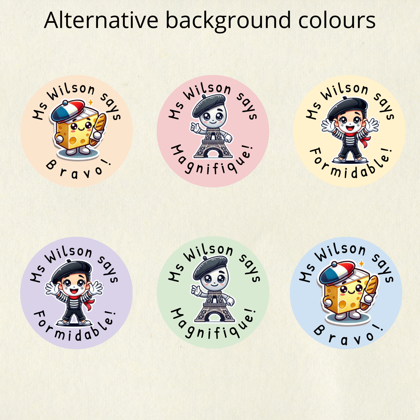 Personalised French Language Reward Stickers (Set 3) | 6 Colours & 10 Scents | Smelly Stickers