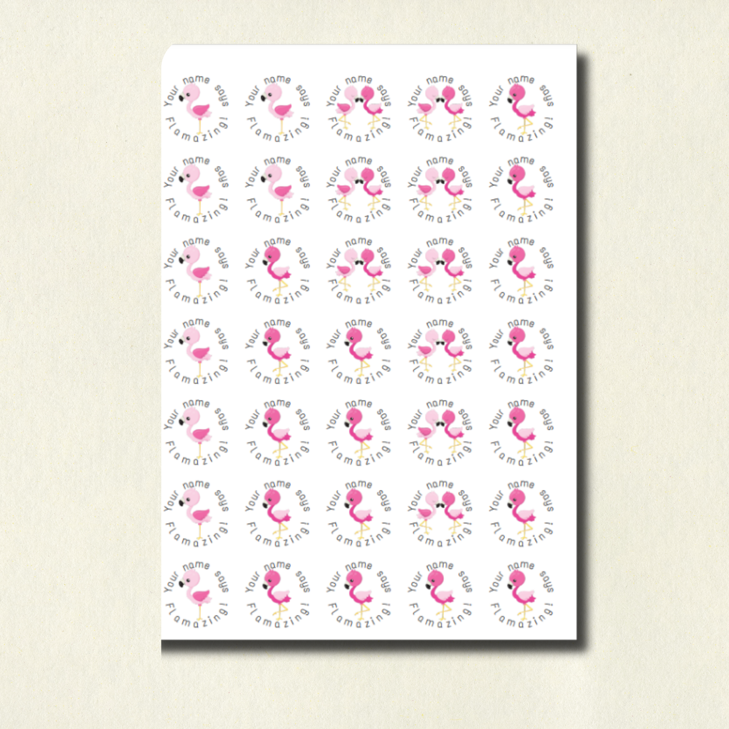 Personalised Flamingo Pun Reward Stickers | 6 Colours & 10 Scents | Smelly Stickers