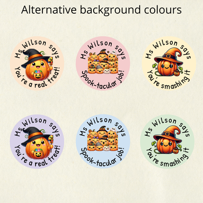 Personalised Halloween Pumpkin Reward Stickers (Set 1) | 6 Colours & 10 Scents | Smelly Stickers