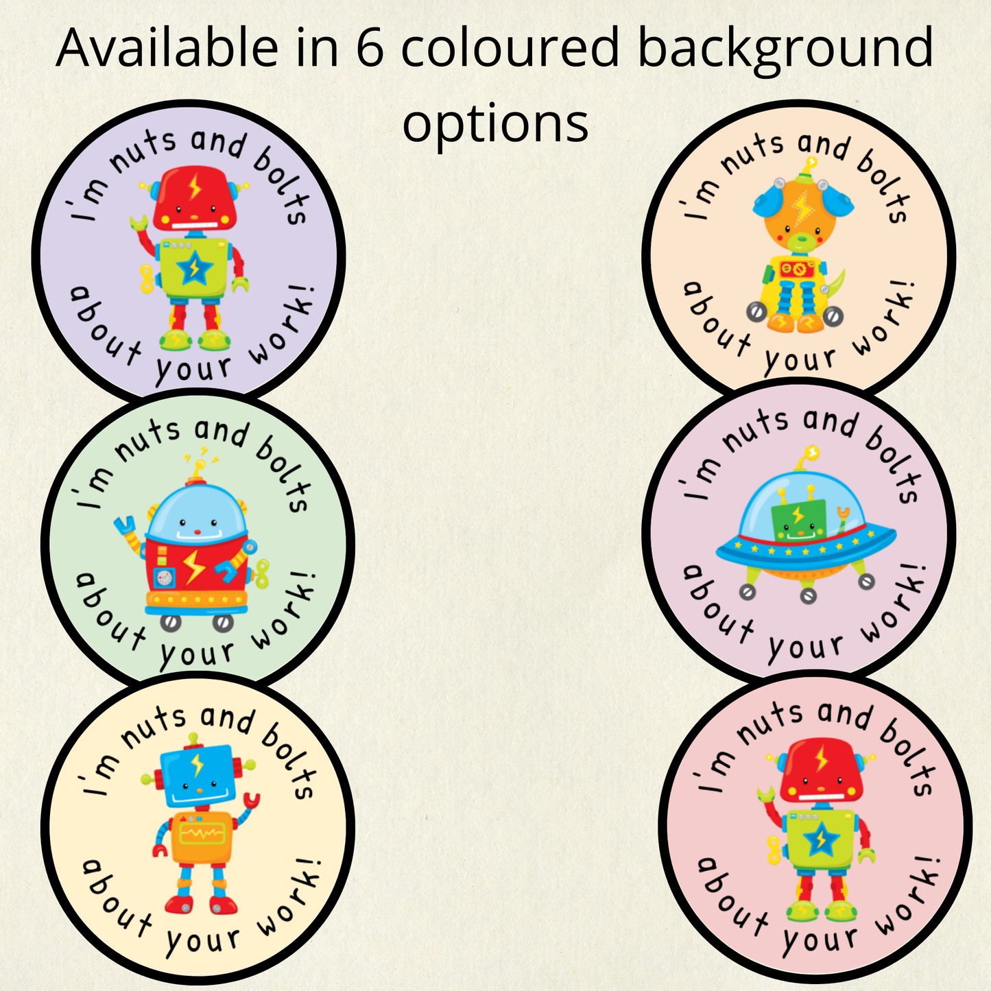 Personalised Robot Pun Reward Stickers | 6 Colours & 10 Scents | Smelly Stickers