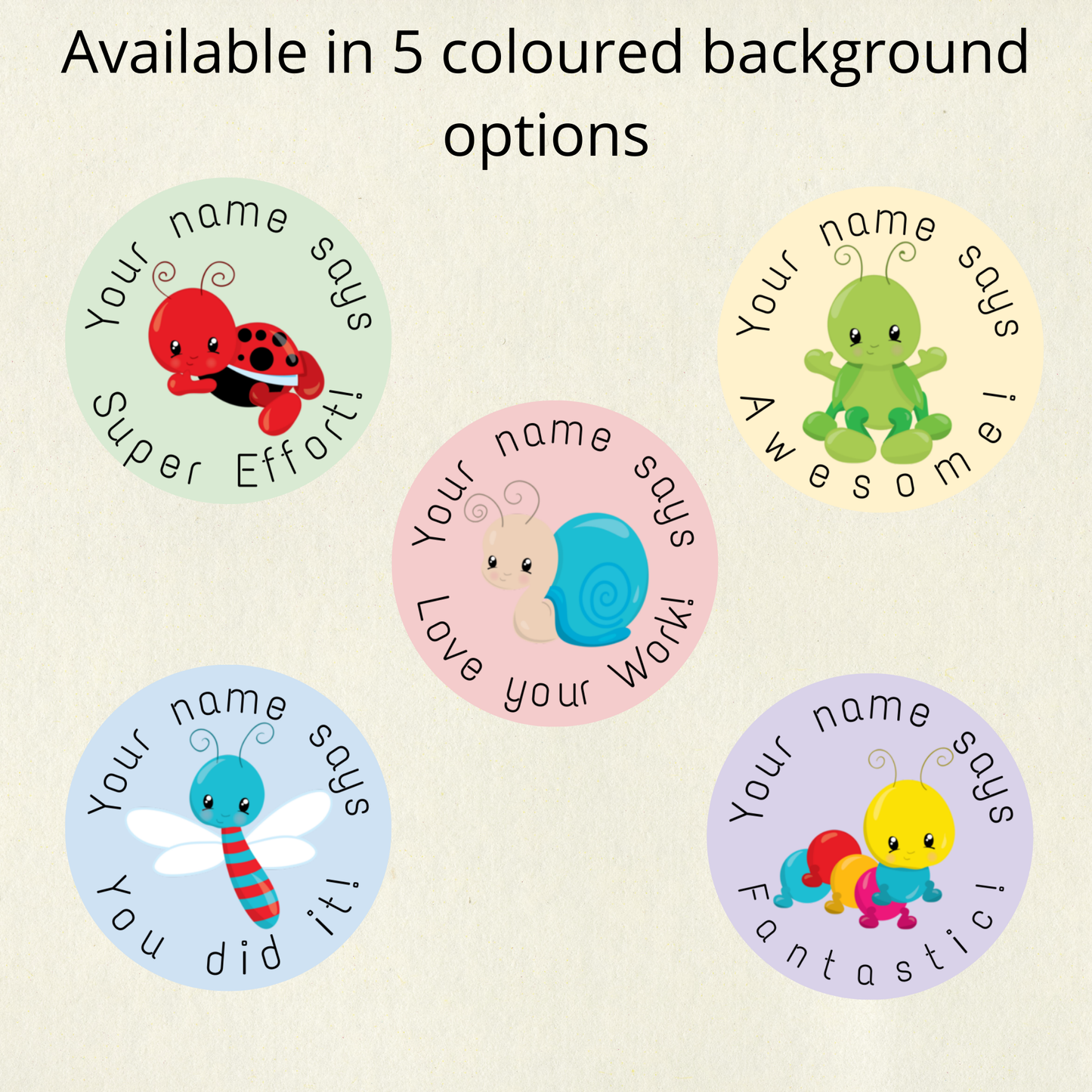 Personalised Baby Bug Reward Stickers | 6 Colours & 10 Scents