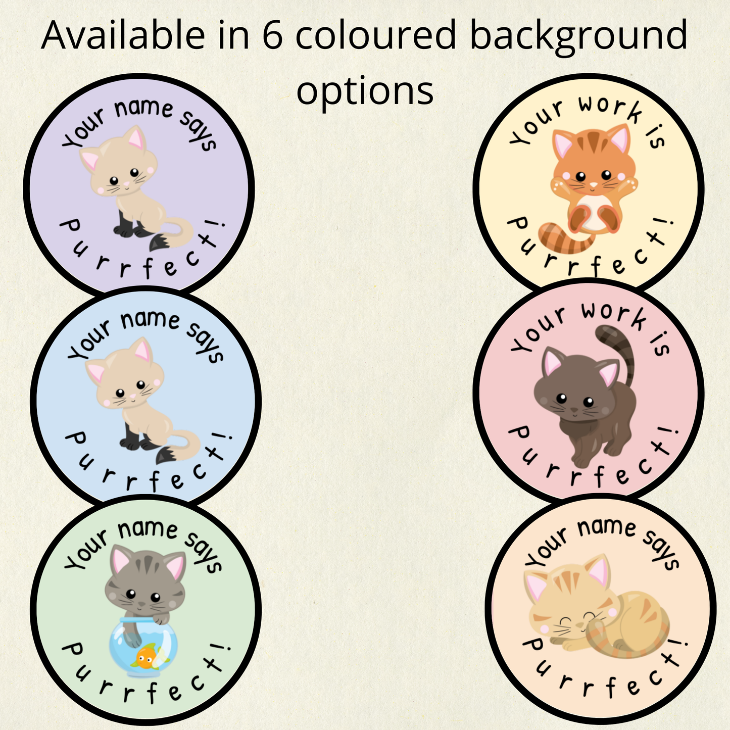 Personalised Cat Pun Reward Stickers | 6 Colours & 10 Scents | Smelly Stickers