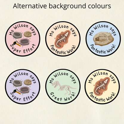 Personalised Fossil-Themed History Reward Stickers | 6 Colours & 10 Scents | Smelly Stickers