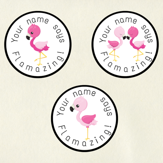 Personalised Flamingo Pun Reward Stickers | 6 Colours & 10 Scents | Smelly Stickers