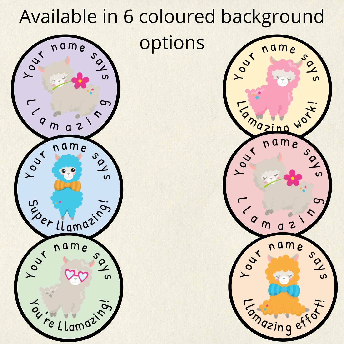 Personalised Llama Pun Reward Stickers | 6 Colours & 10 Scents | Smelly Stickers