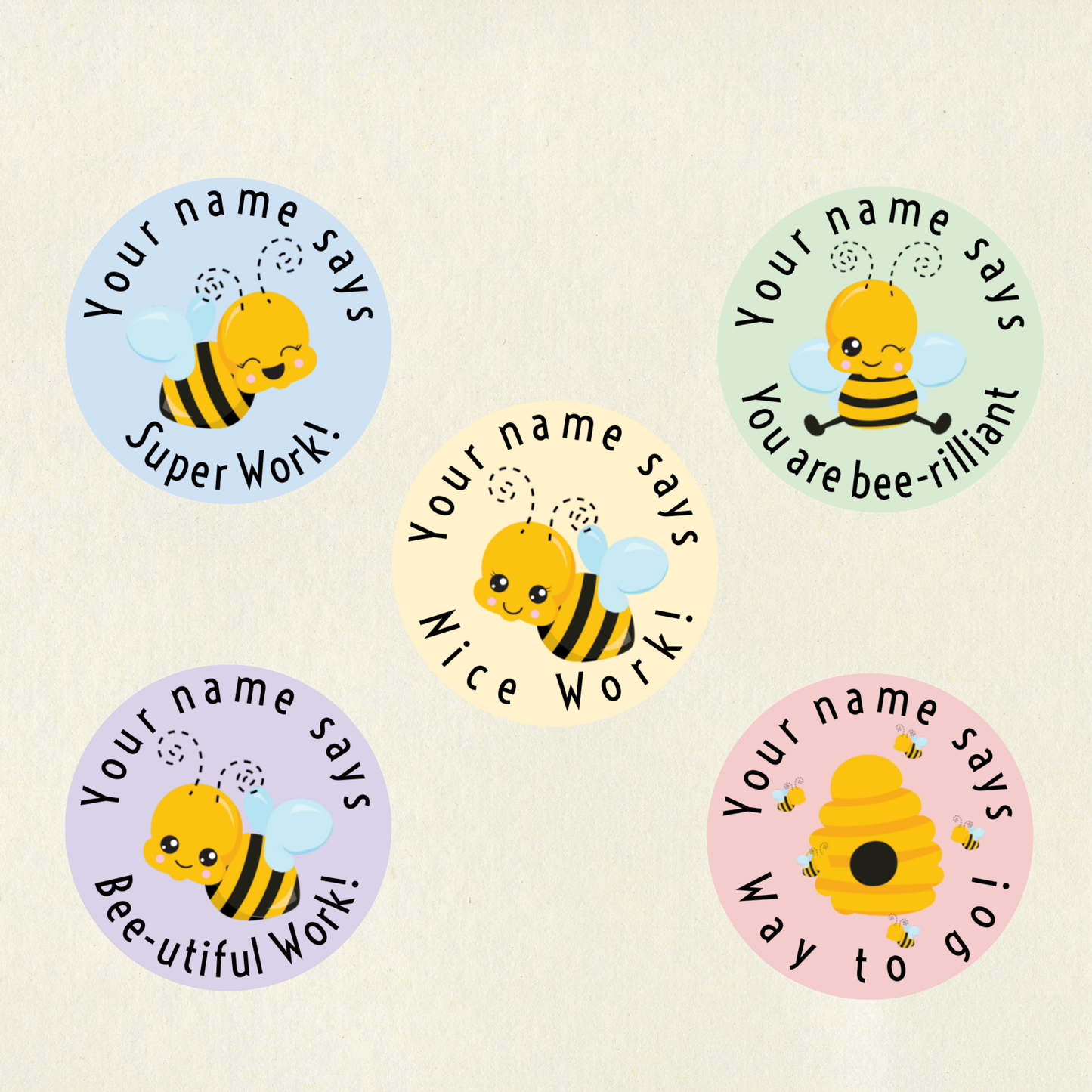 Personalised Bee Reward Stickers | 6 Colours & 10 Scents | Smelly Stickers