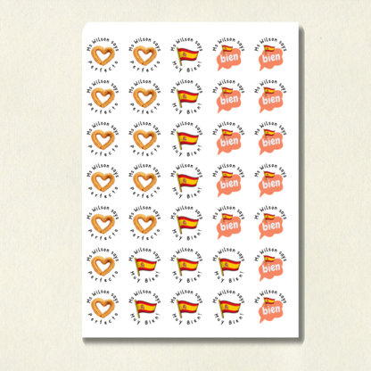 Personalised Spanish Language Reward Stickers | 6 Colours & 10 Scents | Smelly Stickers