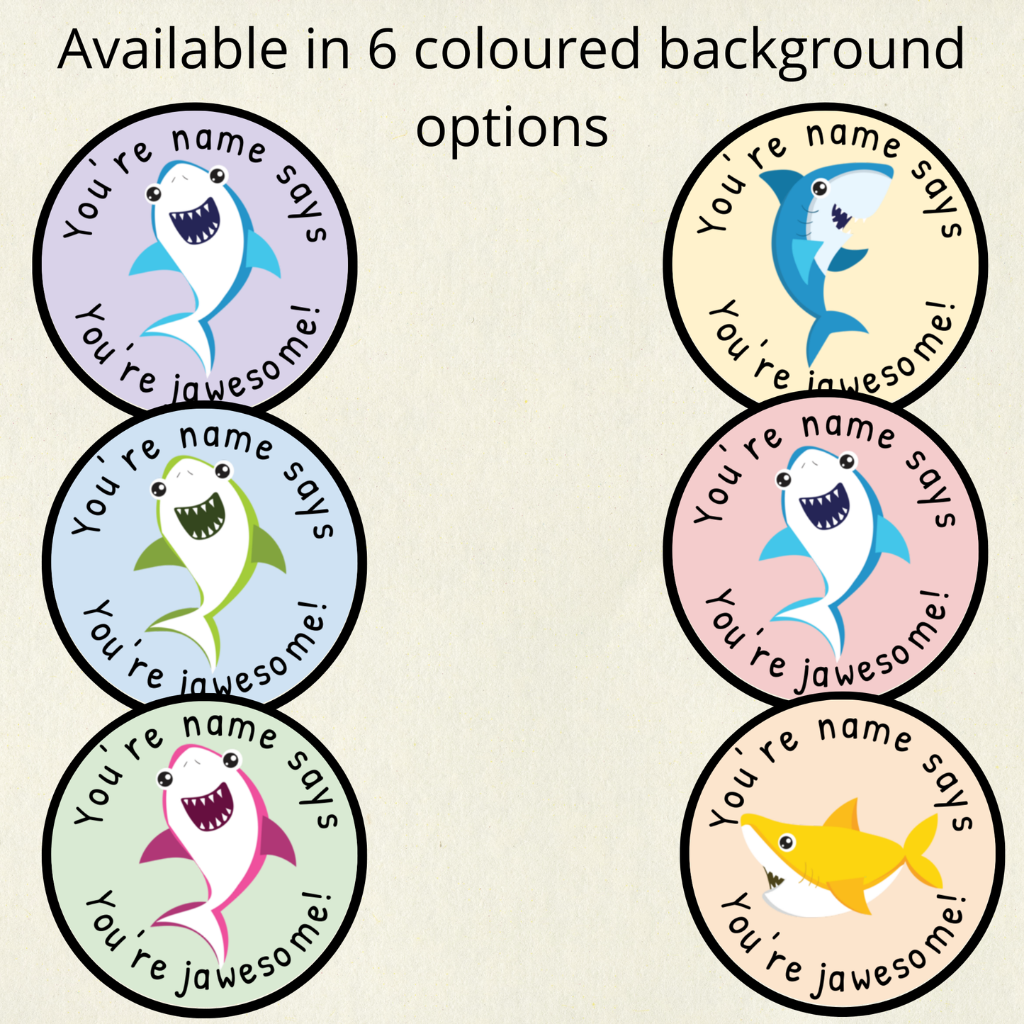 Personalised Shark Pun Reward Stickers | 6 Colours & 10 Scents | Smelly Stickers